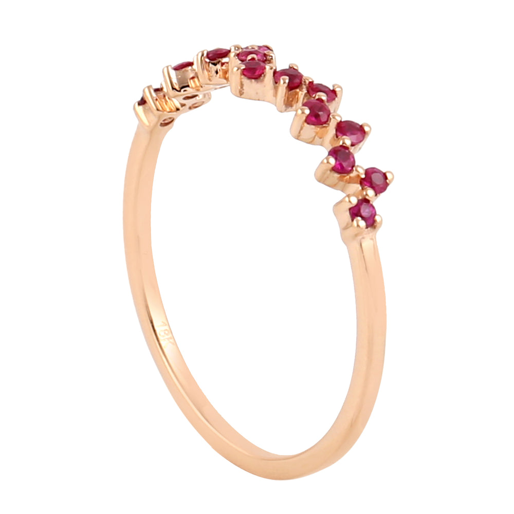 18k Yellow Gold Natural Ruby Stackable Band Ring Jewelry