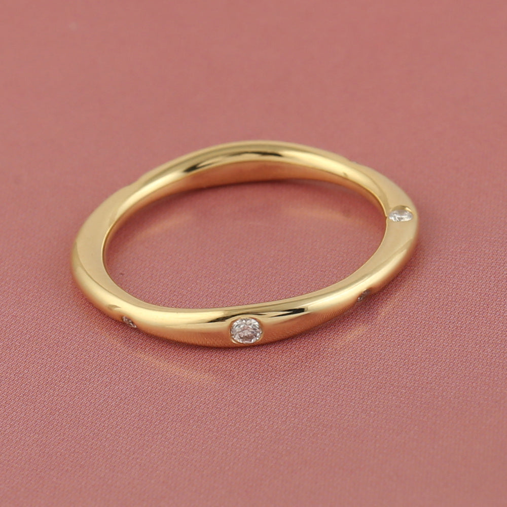 14k Yellow Gold Diamond Band Ring Handmade Jewelry For Gift