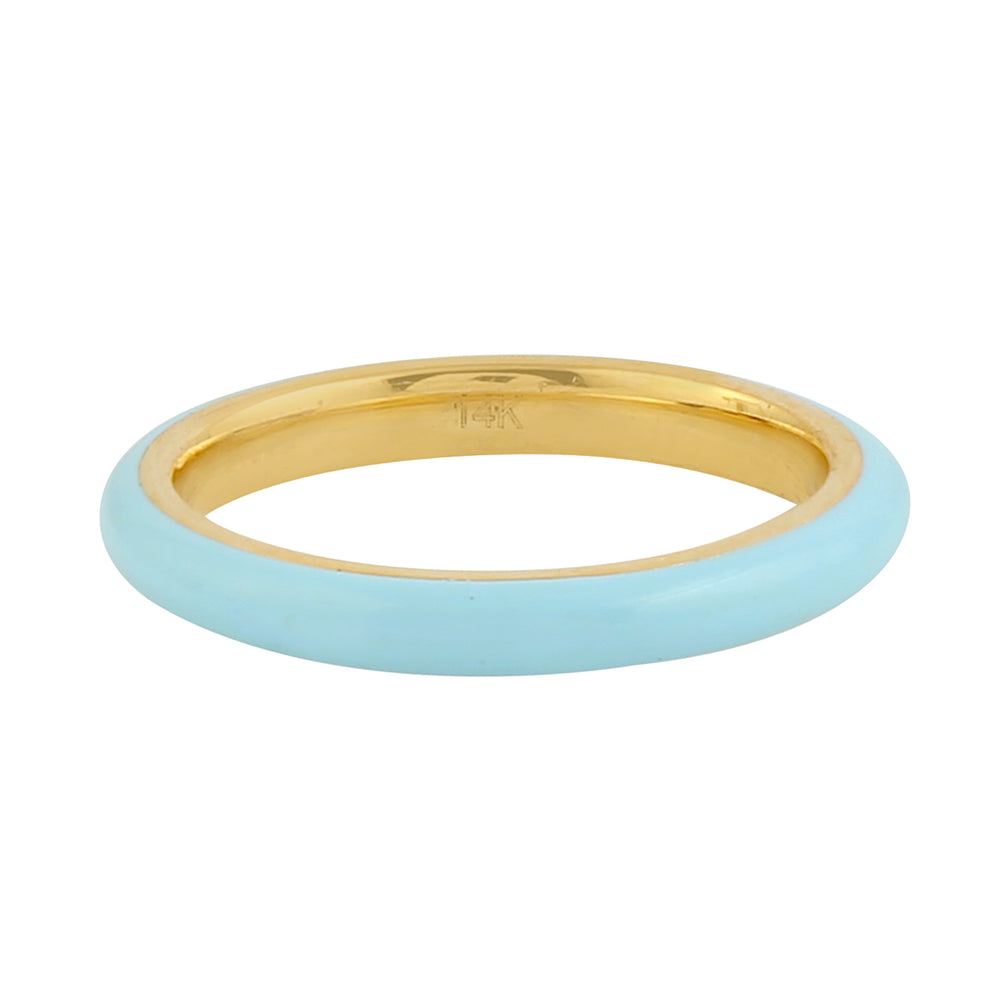 14k Yellow Gold Enamel Band Ring Jewelry For Gift