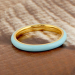 14k Yellow Gold Enamel Band Ring Jewelry For Gift