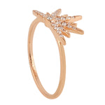 18k Rose Gold Pave Diamond Star Brust Ring Women's Jewelry