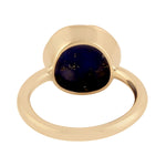 Natural Lapis Lazuli Statement Band Ring Solid 18k Yellow Gold Jewelry