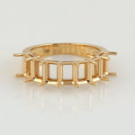 Handmade Solid 18k Yellow Gold Prong Set Semi Mount Band Ring Jewelry Making Accessory