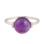 Amethyst Beads Ball Pave Diamond Designer Ring In 18k Gold Women Fashion Jewelry