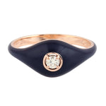 Natural Diamond 14k Rose Gold Enamel Ring Jewelry For Women