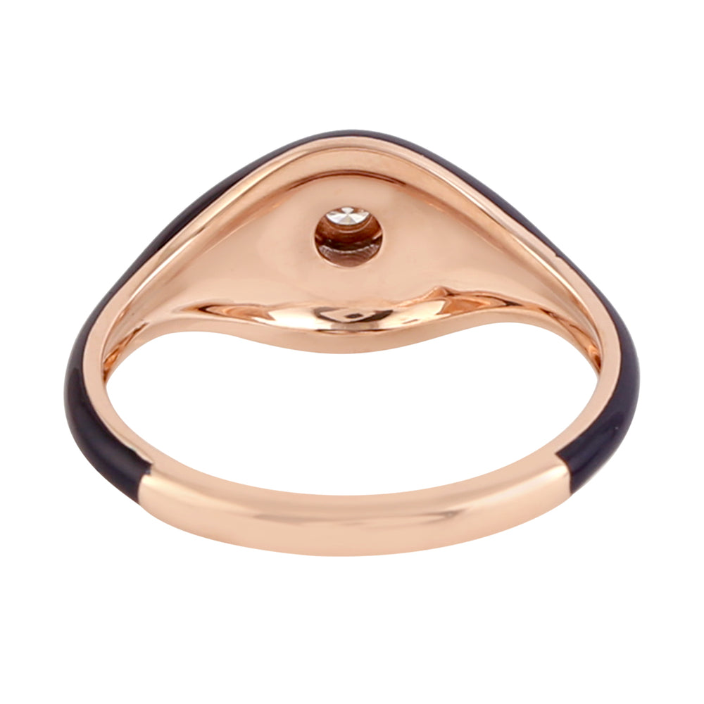 Natural Diamond 14k Rose Gold Enamel Ring Jewelry For Women