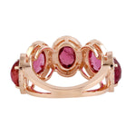 Prong Set Ruby Pave Diamond Beautifyl Ring Jewelry In 14k Rose Gold For Her