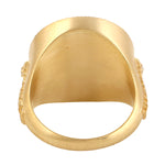 14k Gold Pave Diamond Libra Zodiac Signet Ring For Gift