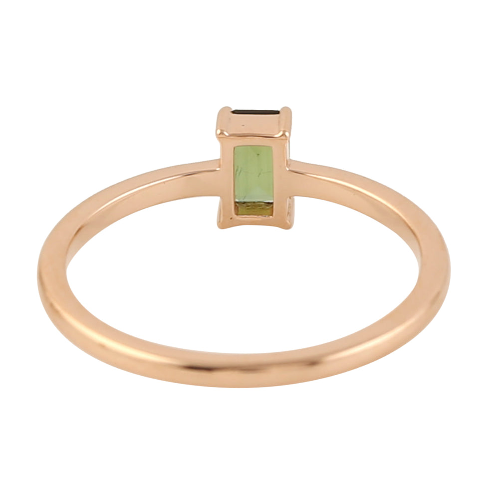 Baguette Tourmaline Solitaire Dainty Ring In 18k Rose Gold Fine Jewelry