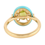 Prong Set Oval Cut Peridot & Diamond Enamel Ring Jewelry In 14k Yellow Gold Fine Jewelry
