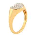 Natural Studded Diamond Heart Design Ring Jewelry In Solid 18k Yellow Gold