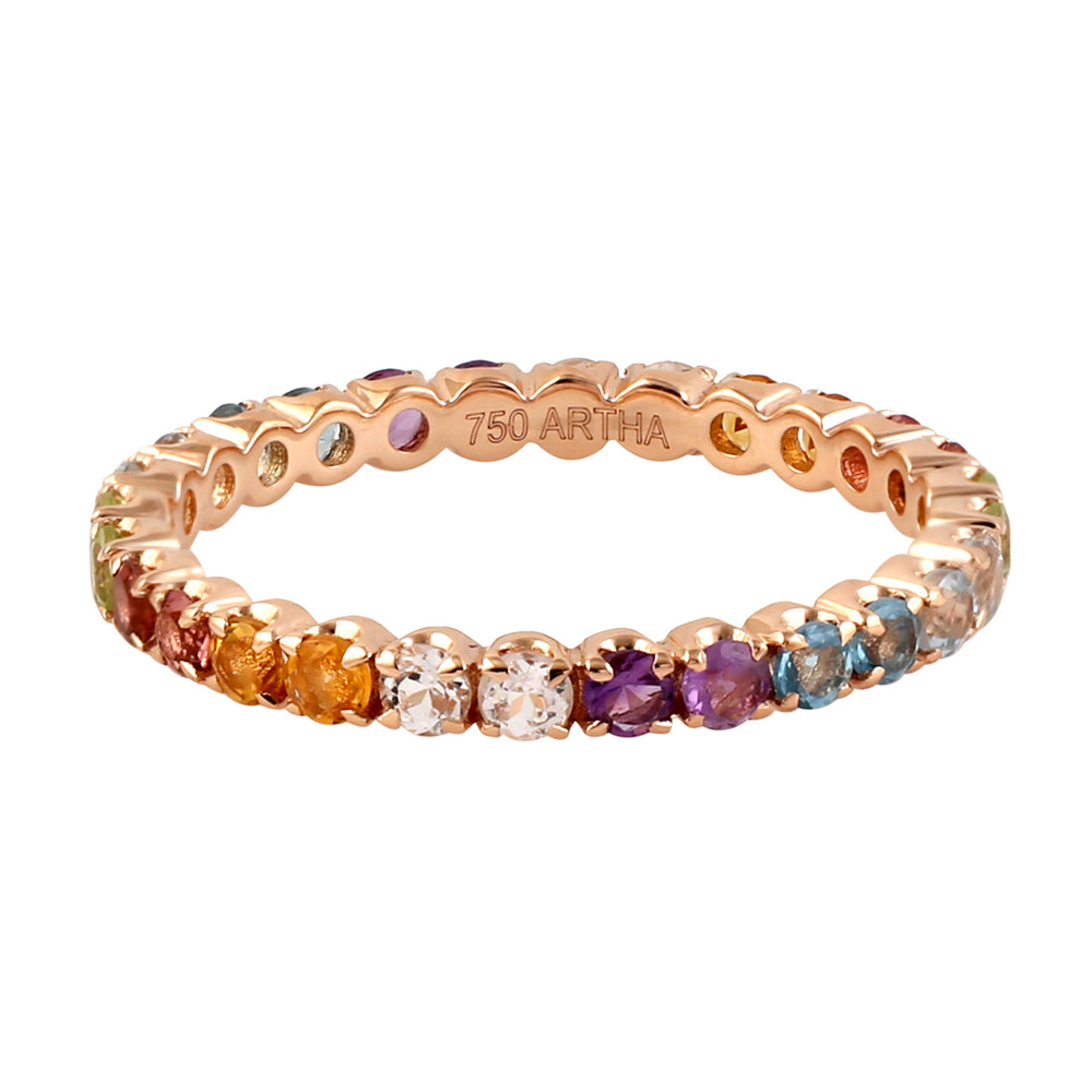 Multiple Gemstone Stackable Band Ring In 18k Rose Gold Fine Jewelry