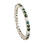 Prong Set Tourmaline & Pave Diamond Sleek Band Ring Jewelry In 18k White Gold