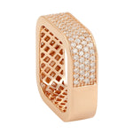 Micro Pave Diamond Wide Band Square Ring Jewelry In 18k Rose Gold Jewelry