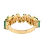 Prong Cut Baguette Emerald Gemstone Half Eternity Band Ring In 18k Yellow Gold