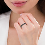 925 Sterling Silver Natural Black Spinel Stackable Band Ring Fine Jewelry