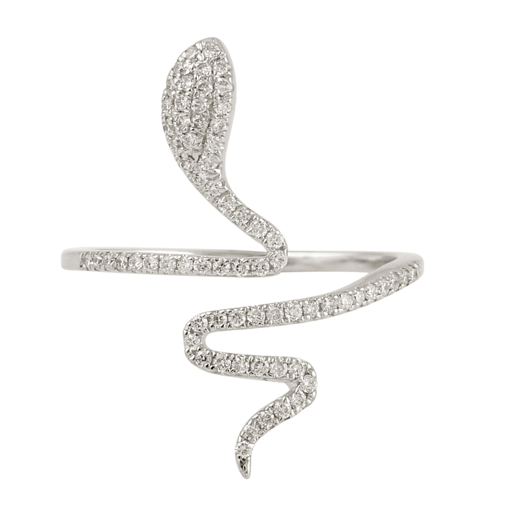 18k White Gold Micro Pave Diamond Snake Design Spiral Ring Jewelry For Gift