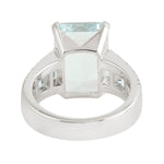 Aquamarine March Birthstone Beautiful Diamond Engagement Ring In 18k White Gold