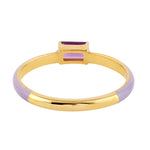 Baguette Amethyst Enamel Band Ring In 18k Yellow Gold Fine Jewelry