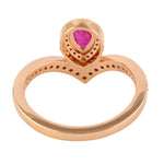 Pear Cut Ruby Pave Diamond Accent Tiara Ring In Rose Gold