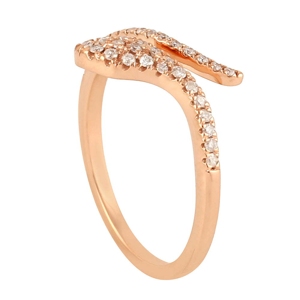 Natural Diamond Snake Designer Spiral Ring In 18k Rose Gold