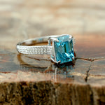 Blue Zirconia Diamond Engagement Ring In 18k White Gold designer ring for her