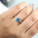 Blue Zirconia Diamond Engagement Ring In 18k White Gold designer ring for her