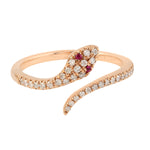 Pave Diamond Serpent Bypass Ring in 18k Rose Gold