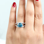 Natural Diamond Blue Zircon Beautiful Ring Solid 18k White Gold