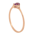 Pear Cut Amethyst Pave Diamond Delicate Ring in 18k Rose Gold