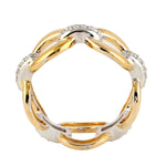 Pave Diamond 18k Yellow Gold Link Chain Band Ring For Gift