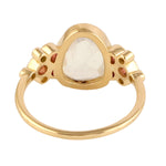Natural Moonstone Sapphire Diamond Cluster Ring in 18k Gold