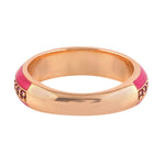 Natural Pink Sapphire Enamel Band Ring In 18k Gold