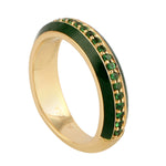 Pave Tsavorite Enamel Band Enamel Ring in 18k Gold