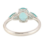 Apatite Diamond Three Stone Ring 18k White Gold