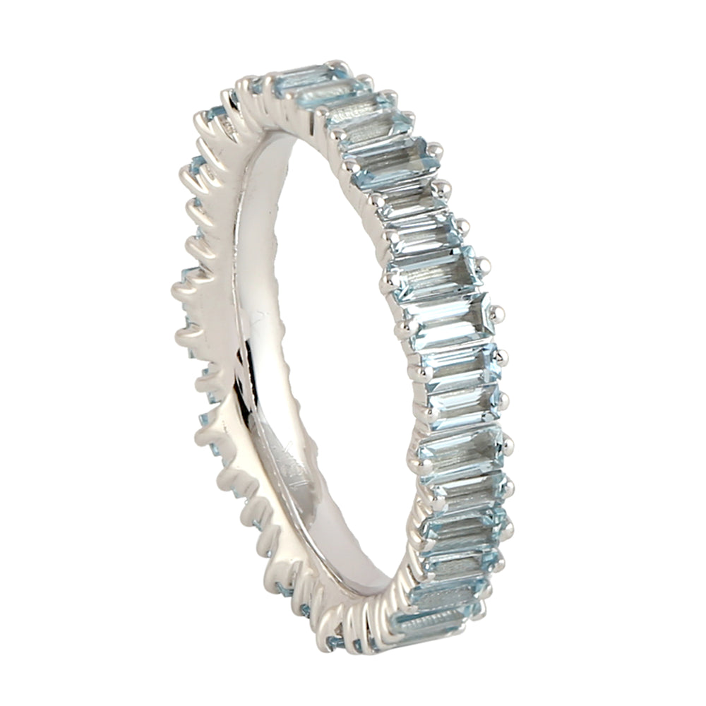 Baguette Aquamarine 18k Yellow Gold Full Eternity Ring