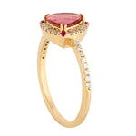 Trillion Tourmaline Ruby Diamond 18k Yellow Gold Ring