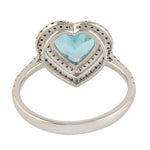 Heart Shape Apatite Pave Blue Sapphire Diamond Love Ring In 18k White Gold