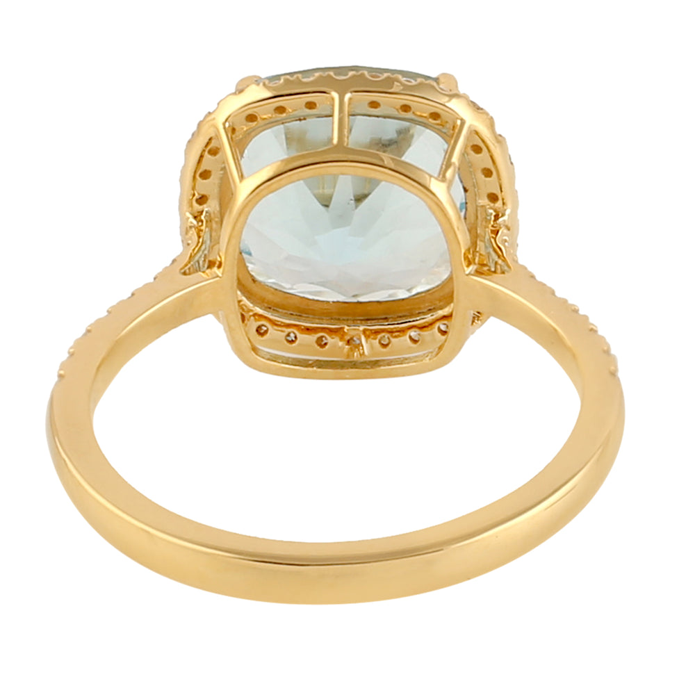Beautiful Topaz & Diamond Cocktail Ring In 18k Yellow Gold