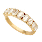 Oval Diamond Half Eternity Band Ring In 18k Yellow Gold