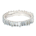 Natural Baguette Aquamarine Channel Set Full Eternity Ring In 18k White Gold