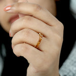 Baguette Citrine Band Ring 18k Solid Yellow Gold Gift