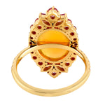 Opal Ethiopian Pink Sapphire Diamond Beautiful Cocktail Ring In 18k Yellow Gold