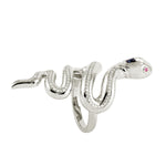 Solid 14k White Gold Natural Sapphire Diamond Ruby Serpent Ring