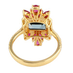 Beautiful Ruby Topaz Diamond Wedding Ring For Her in 18k Yellow Gold