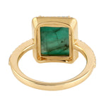 Fancy Emerald May Gemstone & Diamond Beautiful Ring In 18k Yellow Gold