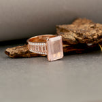 Emerald Cut Quartz Diamond Beautiful Cocktail Ring 18k Rose Gold