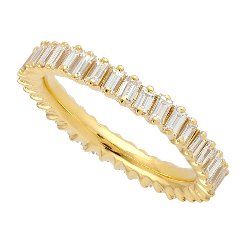 Baguette Diamond Eternity Band Ring In 18k Yellow Gold