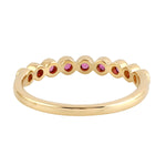 Bezel Set Ruby Half Eternity Band Ring 18k Yellow Gold For Gift