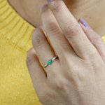 Baguette Emerald Diamond Accent Delicate Ring in 18k Yellow Gold